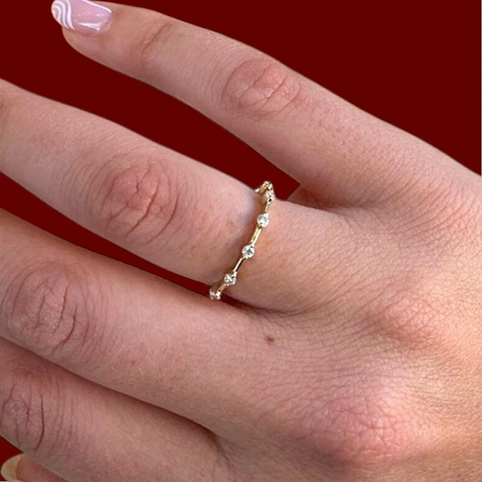 Eternity Wedding Band Lab Grown Round 0.75 Carat Diamond women 14k Yellow Gold - Image 1 of 4