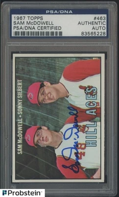 Sam McDowell Firmado 1967 Topps #463 Cincinnati Reds PSA/DNA AUTO Foto 1 de 2