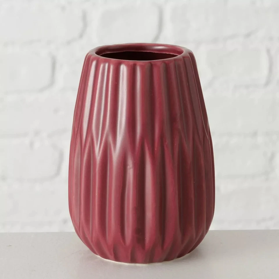 Vase Blumenvase Deko Keramik matt lackiert dunkelrot modern - Bild 1 von 1