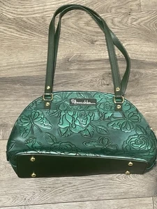 ANUSCHKA Women's Hand Painted Butterfly Floral Genuine Leather Shoulder Handbag - Picture 1 of 9