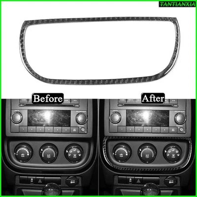 Console de fibra de carbono real acabamento clima ar AC para Jeep Compass Patriot 2009-17 - Imagem 1 de 4