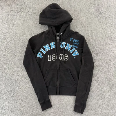 Vintage Victoria’s Secret PINK University Sweatshirt Womens XS Blue Zip Hoodie - Image 1 of 4