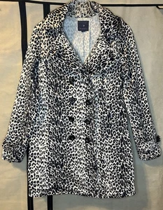 Forever 21 Womens Size M Leopard Print Jacket Trench Coat Double Breast - Picture 1 of 12