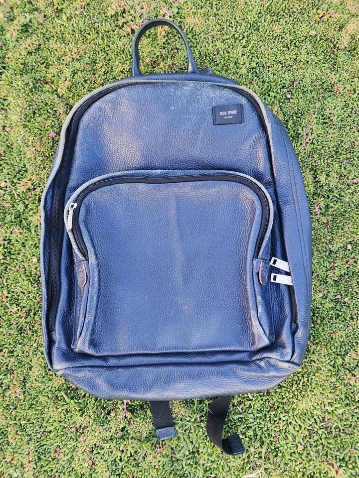 Mochila Jack Spade Cuero Guijarro AZUL Usada Foto 1 de 4