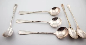 ANTIQUE VICTORIAN FORBES MIXED SILVER TWIST SPOON LOT - Picture 1 of 3