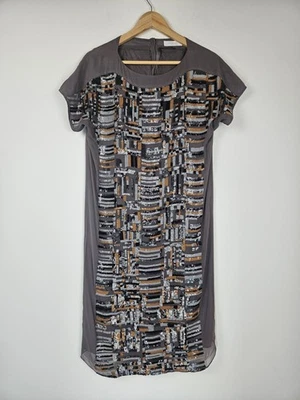 Nicole Farhi - Vestido recto con lentejuelas 100 % seda línea principal - Talla 10 Foto 1 de 4