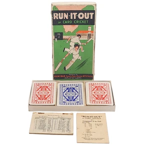Vintage Run It Out Card Cricket Game 1930s Kum-Bak Sports Complete with Box Rare - Bild 1 von 19