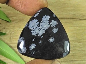 30X32X06MM Naural Snowflake Obsidian Pear Cabochon Loose Gemstone 38Cts. o966 - Picture 1 of 9