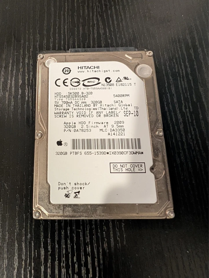 Hitachi 320GB 2.5" 5400RPM SATA HTS545032B9SA02 Hard Drive - Image 1 of 1