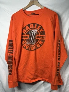 Harley Davidson Motor Cycles 1 Orange Long Sleeve 2020 L/XL - Picture 1 of 11