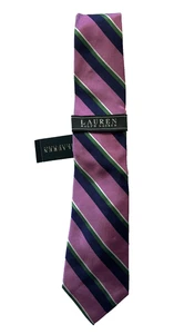 Neu! Lauren Ralph Lauren Seidenkrawatte gestreift lila dunkelblau grün, Geschenk - Bild 1 von 9
