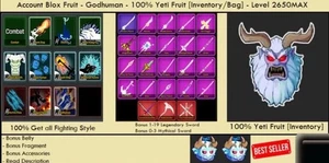Blox Fruits - 100% Yeti Fruit [Inventory] - Godhuman - Level MAX - Picture 1 of 8