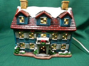 Lefton Colonial Village Blue Welcome House - Picture 1 of 6
