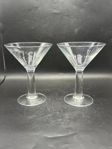 2 vintage , clear martini glasses, wide stem - Picture 1 of 9