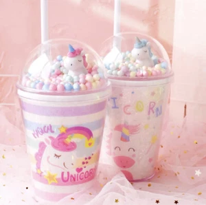Unicorn Water Cup Bottle with Straw - Picture 1 of 8