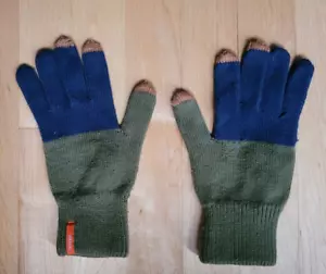 Verloop Farbblock Touchscreen Handschuhe Fäustlinge Army Khaki, Navy Blau Farbe OS - Bild 1 von 7