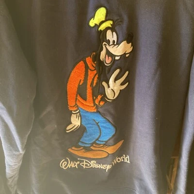 Sudadera con capucha unisex Walt Disney World con cremallera ¡Goofy! Bordado trasero y delantero azul mediano Foto 1 de 4