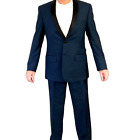 Vintage Men's Navy Tuxedo with Black Shawl Collar and Trim 34x28 / 42R Size M