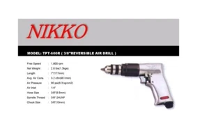 NIKKO:TPT-600R (3/8" Inch / 10mm Heavy Duty Reversible Air Drill) MADE IN TAIWAN - Picture 1 of 12