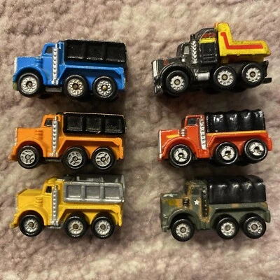 Винтажный Micro Machines Рабочий Самосвал Армейский Грузовик Желтый Оранжевый Синий Красный Зеленый ЛОТ 6 EUC - Изображение 1 из 4