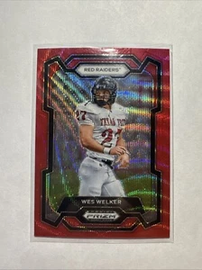 2024 Panini Prizm Draft Picks - Ruby Wave Prizm #86 Wes Welker - Red Raiders - Foto 1 di 2