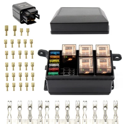 6-Way Blade Fuse Box Block Holder 6Pcs Relays 6 ATC/ATO Vehicle Car Marine M6O2 - Image 1 of 4