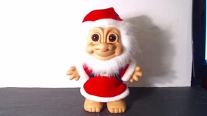 Bambola troll vintage Russ Berrie grande 8" Natale Babbo Natale - Foto 1 di 3