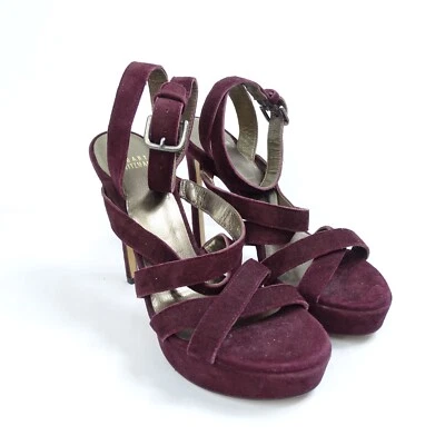 Sandalias Stiletto Stuart Weitzman Banda Sonora Talla 7 M Borgoña Plataforma Tirantes Foto 1 de 4