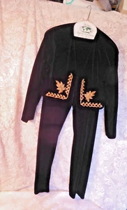 VINTAGE Women's 2PC Lined Black Velvet Pant Suit by MONDI W. GERMANY ~ 6/8 ~ - Picture 1 of 9