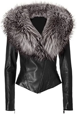 Lamb Leather Ladies Jacket with Removable Real Fur Collar - Image 1 of 2
