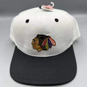 Vintage Chicago Blackhawks Mütze Herren weiß Zwillinge Enterprise NHL Druckknopflasche Kappe neu - Bild 1 von 8