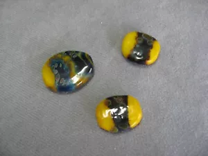 Yellow/Gold with Design Glass Beads 3 sizes and shapes - Picture 1 of 3
