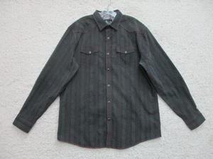 Age Of Wisdom Button Up Shirt 2XL XXL Black Long Sleeve Flap Pockets Logo Mens - Picture 1 of 10