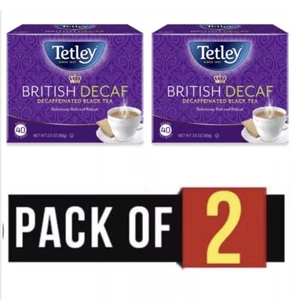 2 Box Tetley British Decaf Decaffeinated Black 80 Tea Bags NWT 3.5 OZ Each Box - Picture 1 of 8