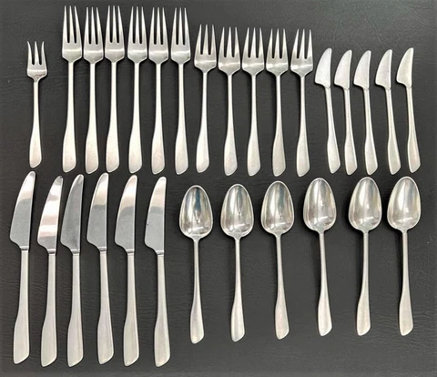 Danish Mid Century Modern Frigast Gazelle Sterling Silver 29pc Service Set for 5 Cover