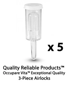 5er PACK QRP 3-teiliger Airlocks Fermentation Airlock Deckel ~ SCHNELLER VERSAND AUS USA - Bild 1 von 3