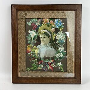 Victorian Decoupage Picture Scrap Collage Framed & Glazed