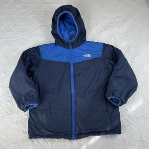 The North Face Jacket Kids S 7/8 Blue Reversible Fleece Puffer Coat Outdoor - Picture 1 of 10