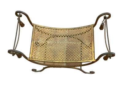 Taburete/banco tocador de malla estilo Hollywood Regency italiano vintage Foto 1 de 4