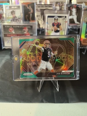 2023 Panini Prizm - Fireworks Joe Burrow #F-8 Green Prizm - Image 1 of 4