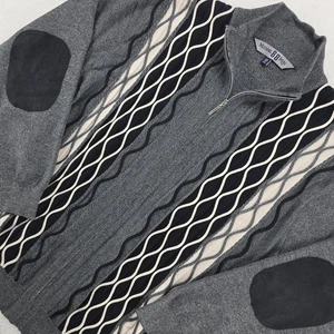 Vintage Michael Irvin 88 Herren Zip Up Pullover XXL grau schwarz weiß Ellenbogen Patches - Bild 1 von 14