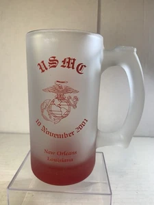 USMC New Orleans Marine Forces Reserve 226 Years Heavy Glass Drinking Mug 2001 - Picture 1 of 6