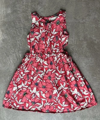 Zara Girls Sleeveless A Line Lined Floral Dress Red Size 8 - Image 1 of 4