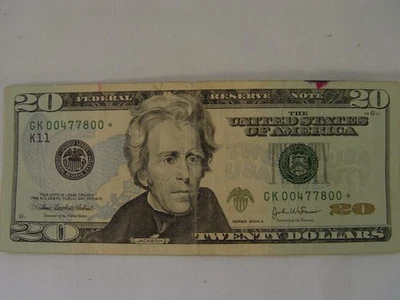20 Dollar Star Note 2004A  Low Serial Number, 4 Zero's - Image 1 of 3
