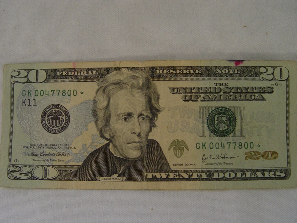 20 Dollar Star Note 2004A  Low Serial Number, 4 Zero's - Image 1 of 3