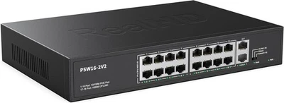 16 Port PoE Switch, High Power 300W, 16 PoE+ 100Mbps Ports with 2 Gigabit Upl... - Image 1 of 4