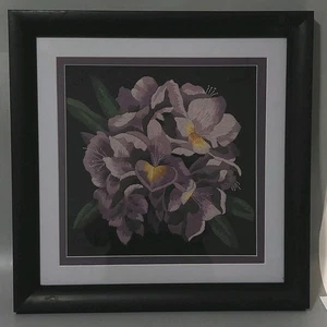 Vintage Cornice Crewel Ricamo Viola Iris Floreale Tessuto Arte 18x18... - Foto 1 di 10
