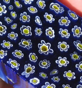 rle MILLEFIORI ROUGH, DARK BLUE, SOLID,  9" x 1.3" x 4.2" GLASS, 4.56 lbs. - Picture 1 of 3