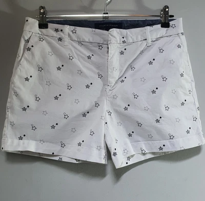 TOMMY HILFIGER White Shorts Hot Pants Chino Star Motif Pockets Size US 6 UK 10 - Image 1 of 4