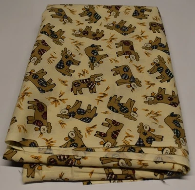 1.5 yards cotton novelty fabric COUNTRY COW FARMHOUSE blue green red tan plaid - Image 1 of 3